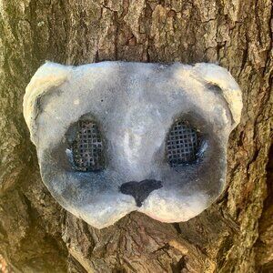 Ferret Handmade Grey/White Therian Mask w/Eye Mesh/Sharpie Nose (Non-Waterproof)